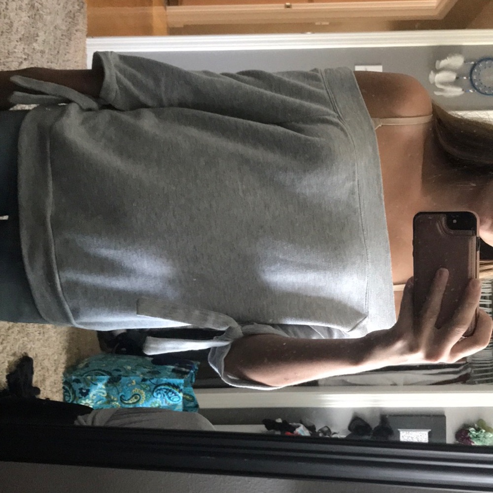 Gray off the shoulder long tee